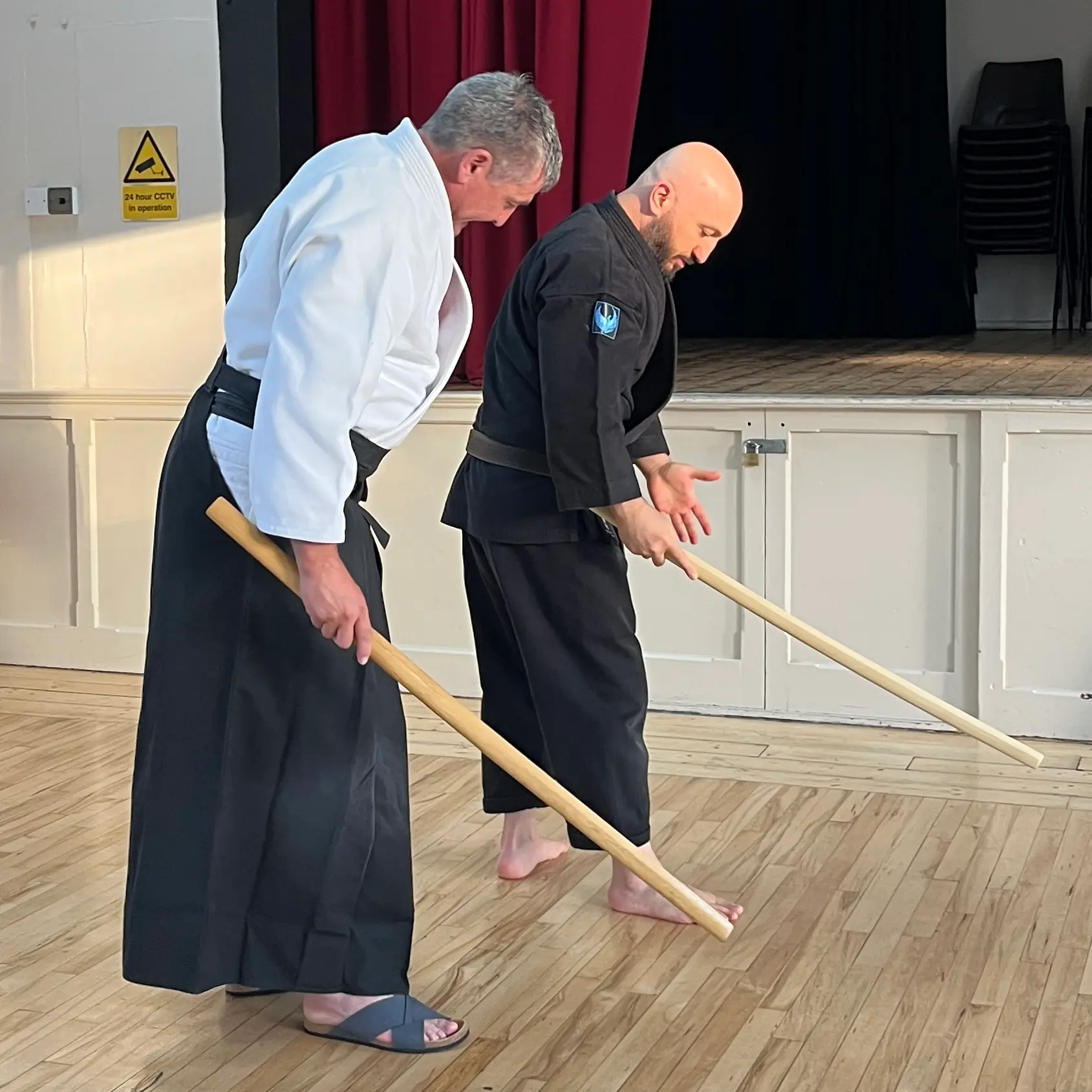 Olgun Tiltay learning footwork for bokken from William Timms Sensei [7th Dan Aikido]